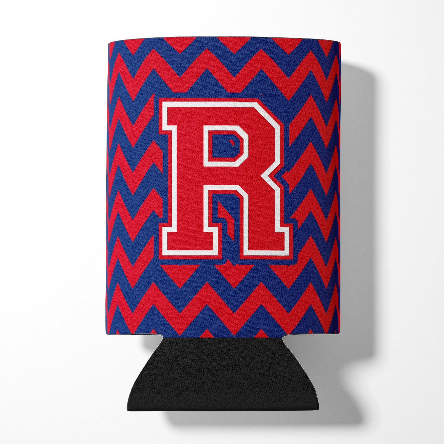 Letter R Chevron Yale Blue and Crimson Can or Bottle Hugger CJ1054-RCC.