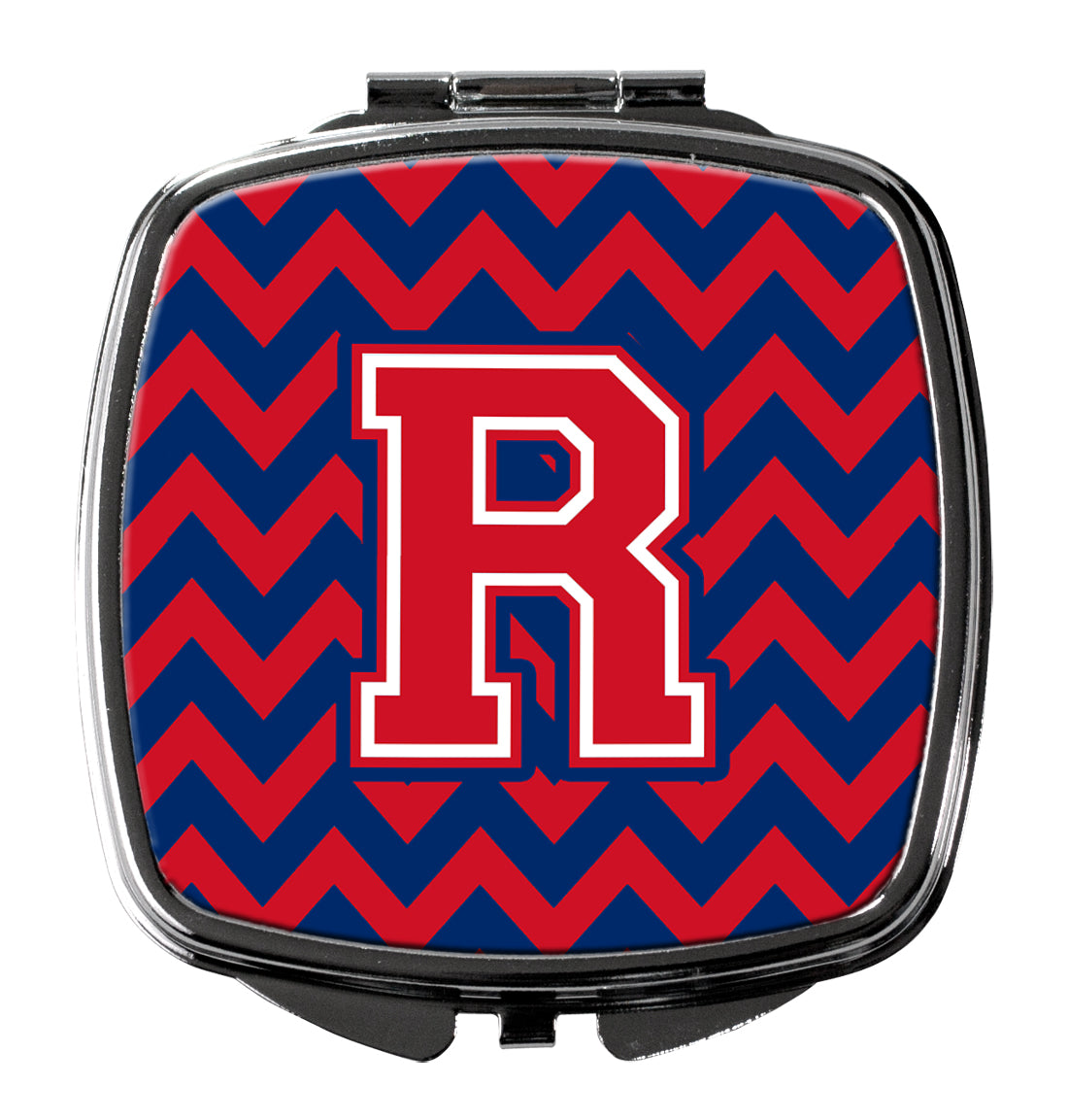 Letter R Chevron Yale Blue and Crimson Compact Mirror CJ1054-RSCM  the-store.com.