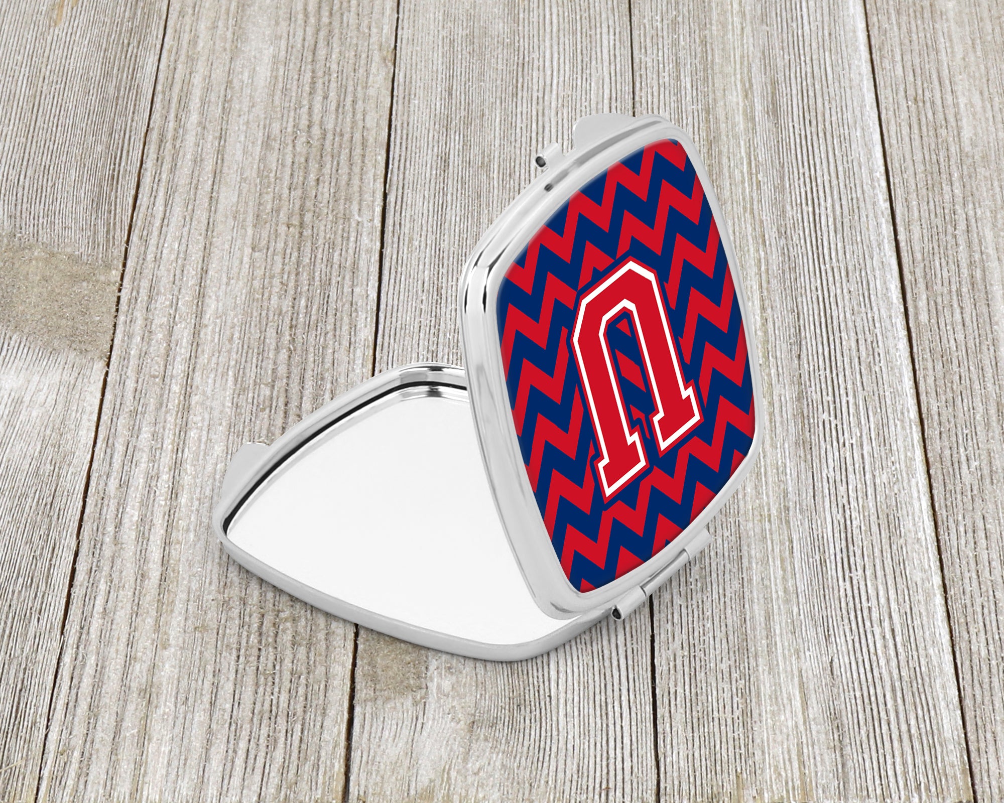 Letter U Chevron Yale Blue and Crimson Compact Mirror CJ1054-USCM  the-store.com.