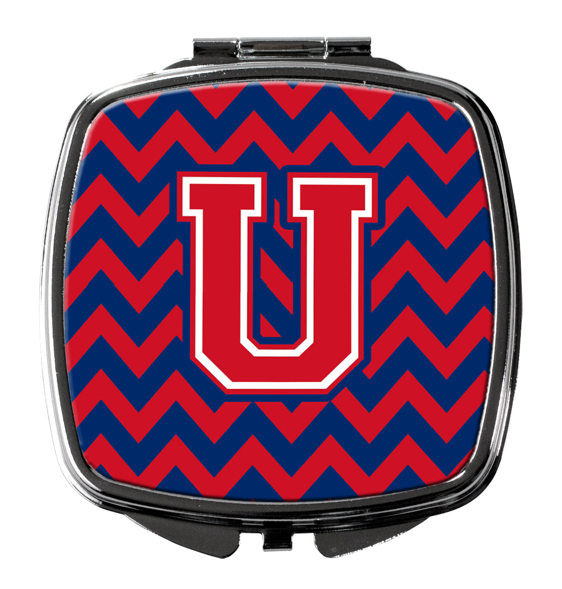 Letter U Chevron Yale Blue and Crimson Compact Mirror CJ1054-USCM  the-store.com.