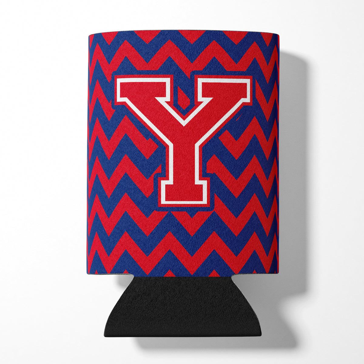 Letter Y Chevron Yale Blue and Crimson Can or Bottle Hugger CJ1054-YCC.