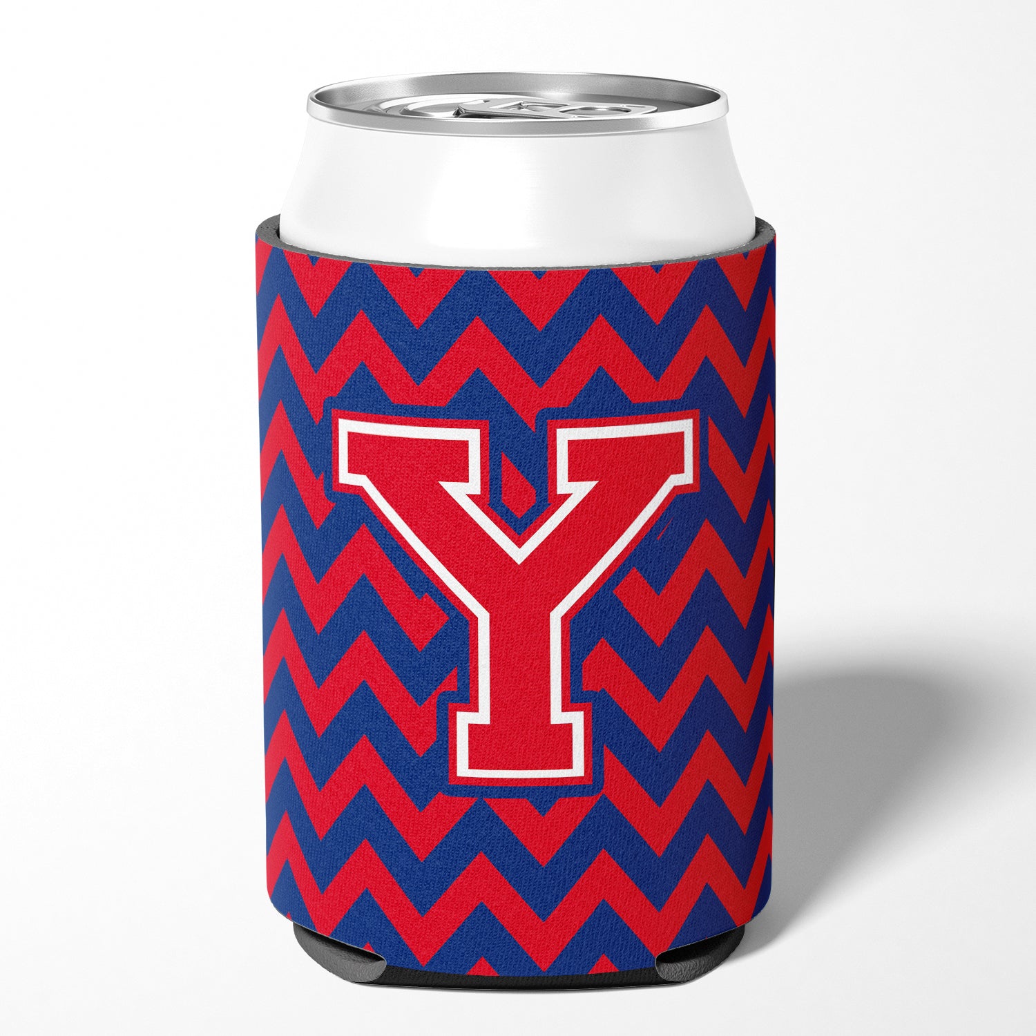 Letter Y Chevron Yale Blue and Crimson Can or Bottle Hugger CJ1054-YCC.