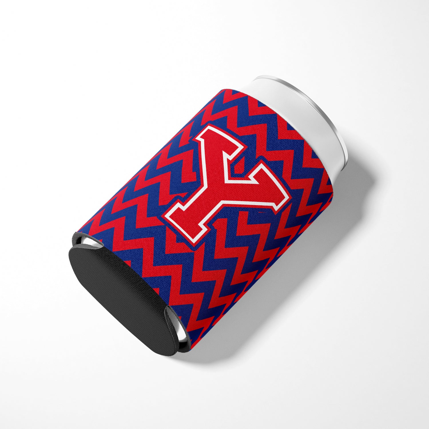 Letter Y Chevron Yale Blue and Crimson Can or Bottle Hugger CJ1054-YCC.