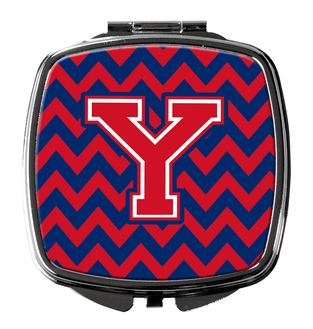 Letter Y Chevron Yale Blue and Crimson Compact Mirror CJ1054-YSCM  the-store.com.