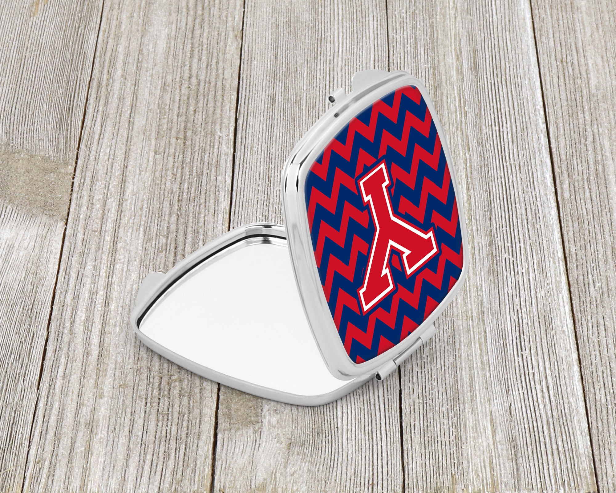 Letter Y Chevron Yale Blue and Crimson Compact Mirror CJ1054-YSCM  the-store.com.