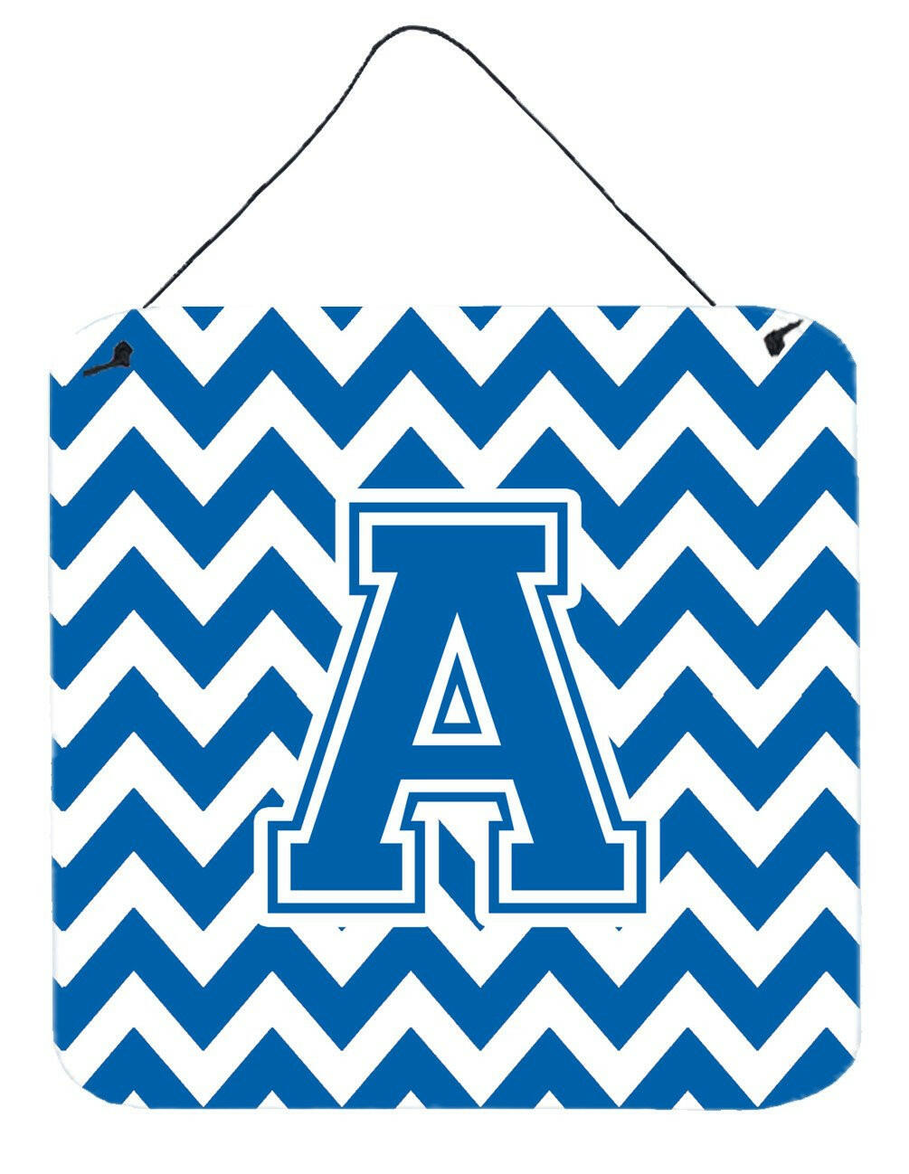Letter A Chevron Blue and White Wall or Door Hanging Prints CJ1056-ADS66 by Caroline&#39;s Treasures