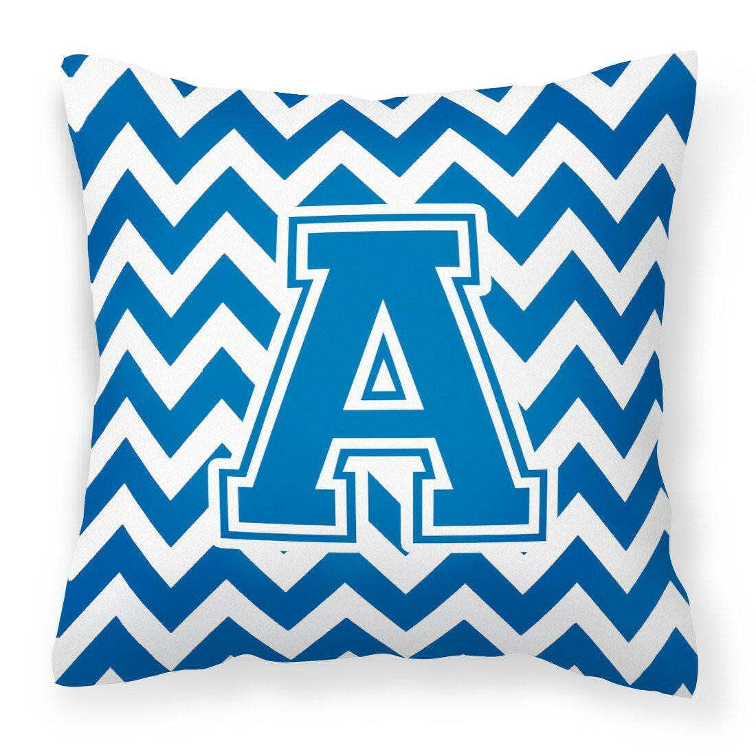 Letter A Chevron Blue and White Fabric Decorative Pillow CJ1056-APW1414 by Caroline's Treasures