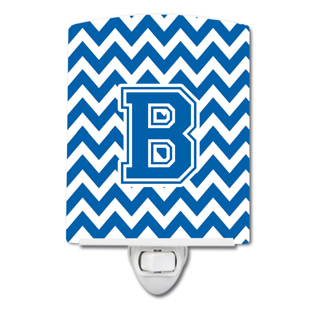 Letter B Chevron Blue and White Ceramic Night Light CJ1056-BCNL - the-store.com