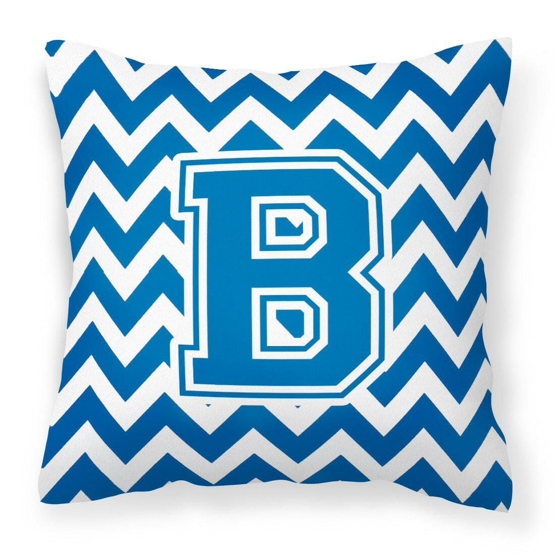 Letter B Chevron Blue and White Fabric Decorative Pillow CJ1056-BPW1414 by Caroline's Treasures