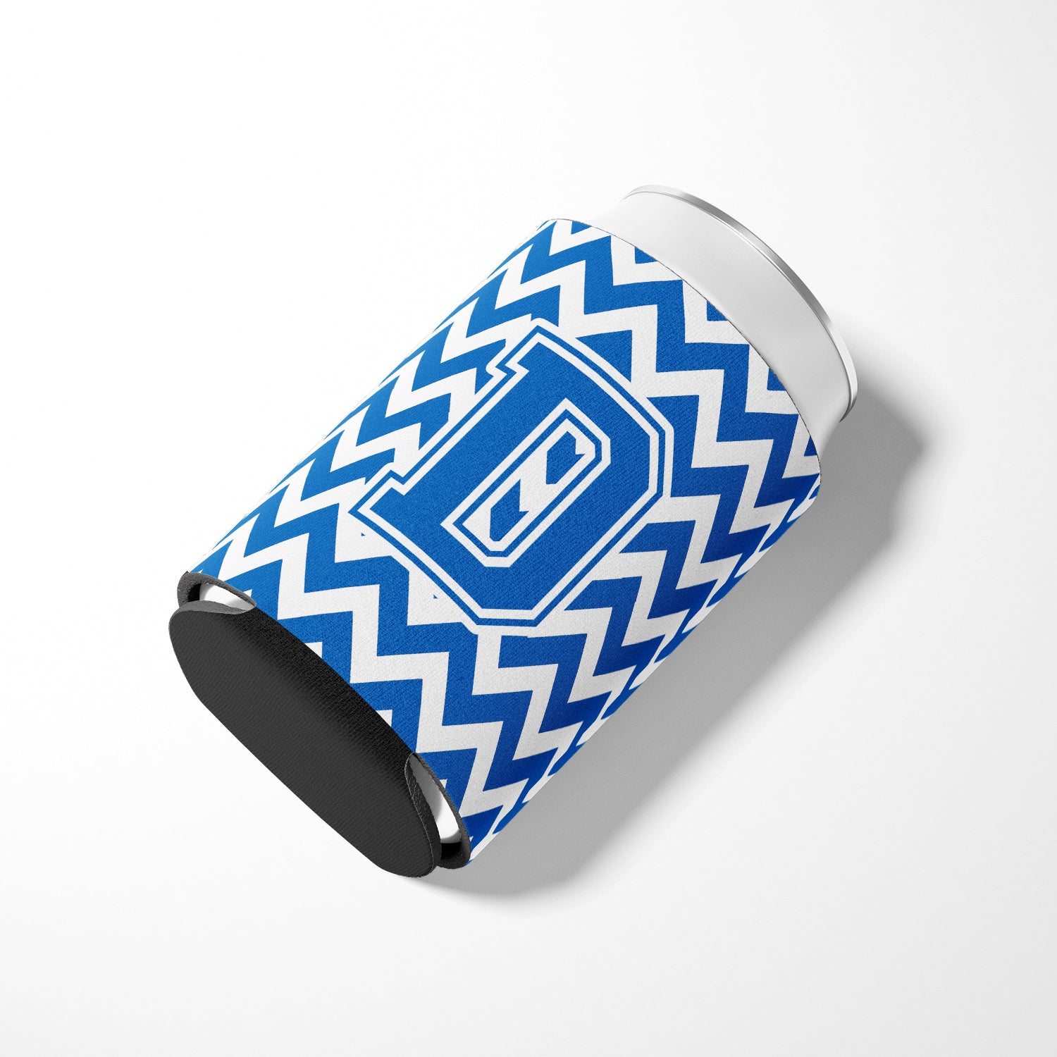 Letter D Chevron Blue and White Can or Bottle Hugger CJ1056-DCC.