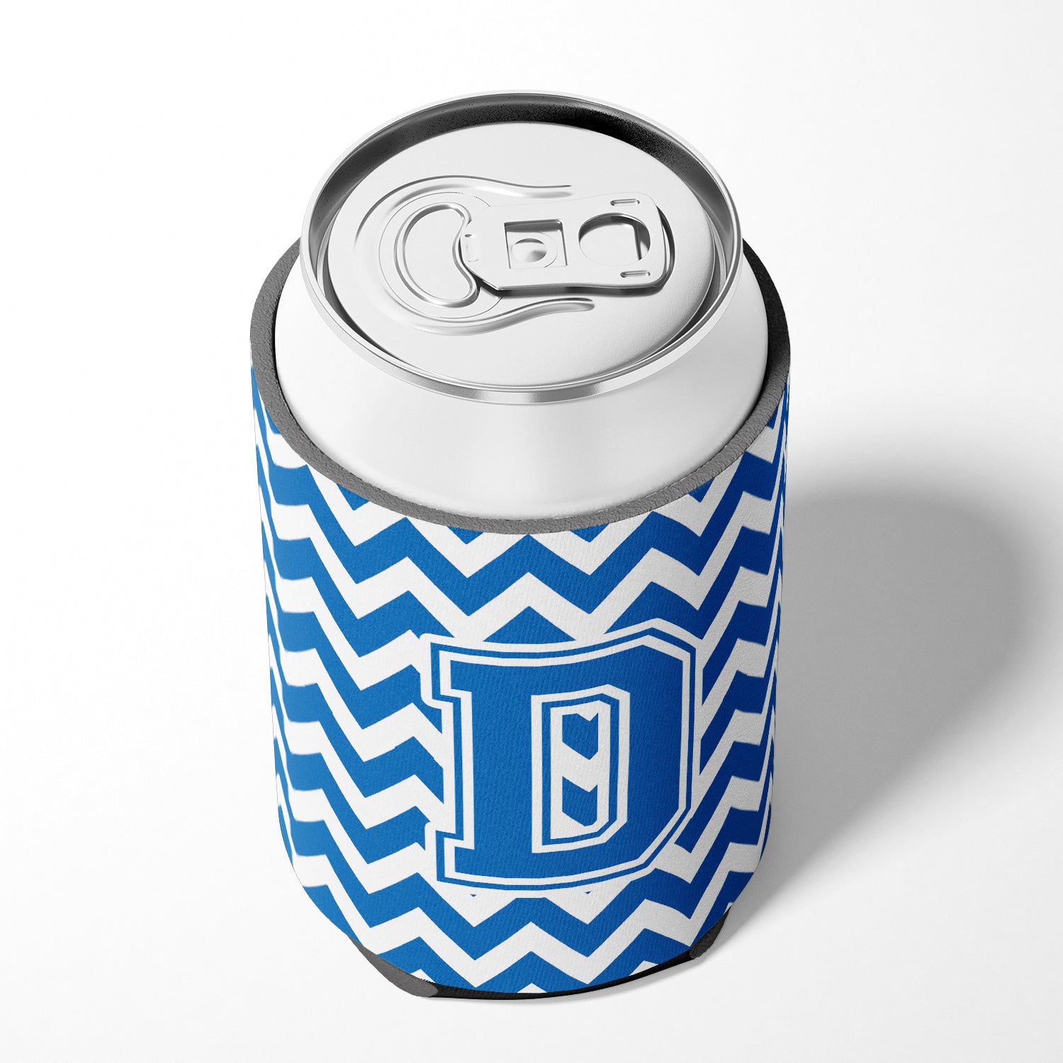 Letter D Chevron Blue and White Can or Bottle Hugger CJ1056-DCC.