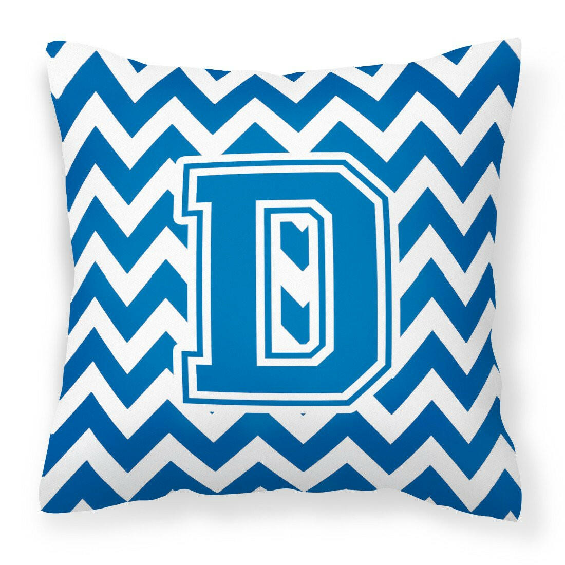 Letter D Chevron Blue and White Fabric Decorative Pillow CJ1056-DPW1414 by Caroline's Treasures