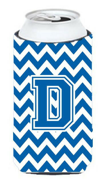 Letter D Chevron Blue and White Tall Boy Beverage Insulator Hugger CJ1056-DTBC by Caroline's Treasures