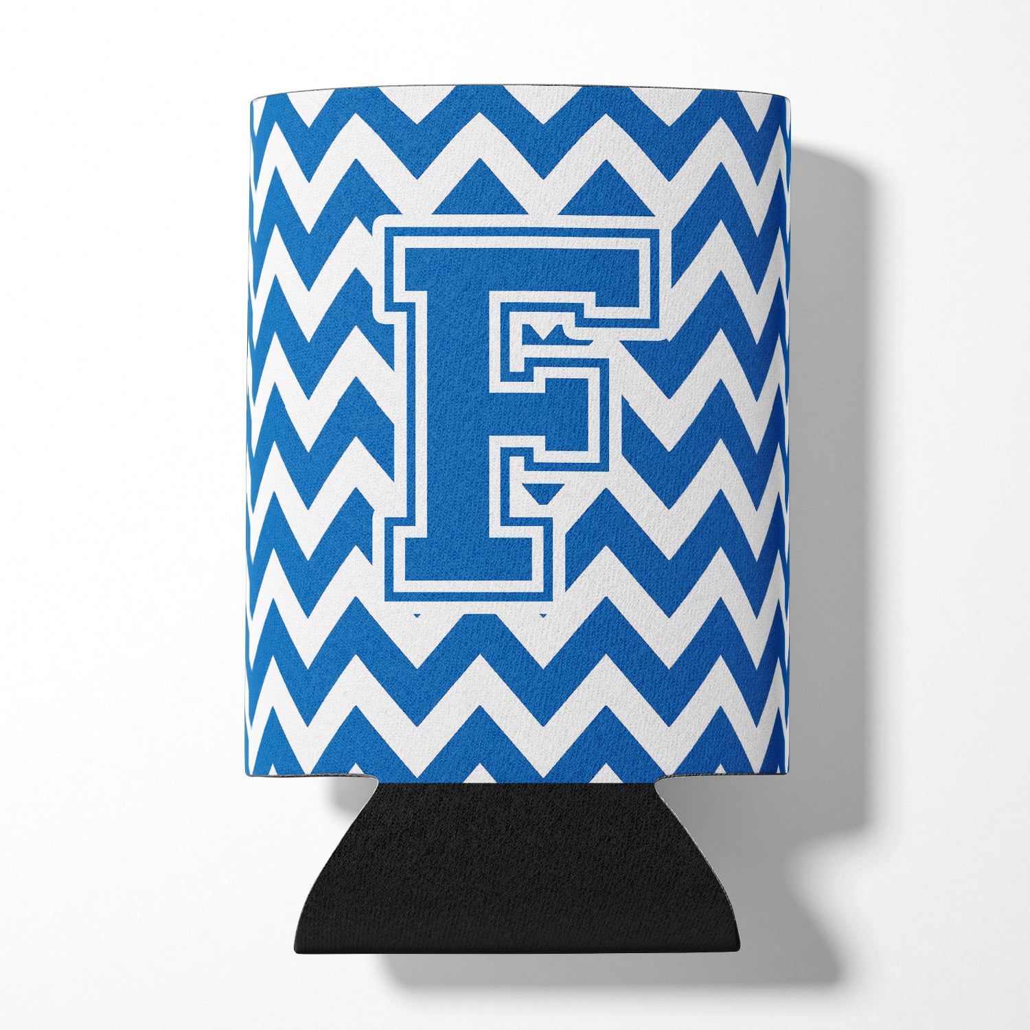 Letter F Chevron Blue and White Can or Bottle Hugger CJ1056-FCC.