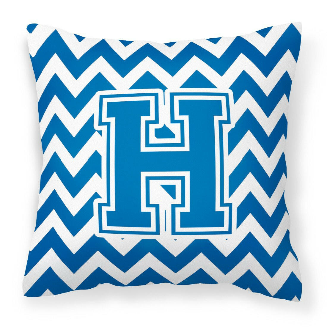 Letter H Chevron Blue and White Fabric Decorative Pillow CJ1056-HPW1414 by Caroline's Treasures