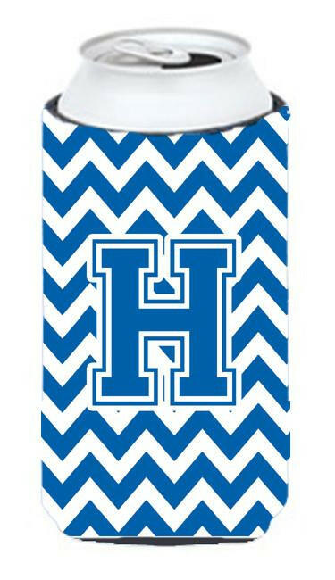 Letter H Chevron Blue and White Tall Boy Beverage Insulator Hugger CJ1056-HTBC by Caroline's Treasures