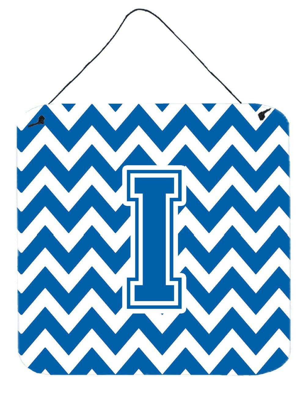 Letter I Chevron Blue and White Wall or Door Hanging Prints CJ1056-IDS66 by Caroline&#39;s Treasures