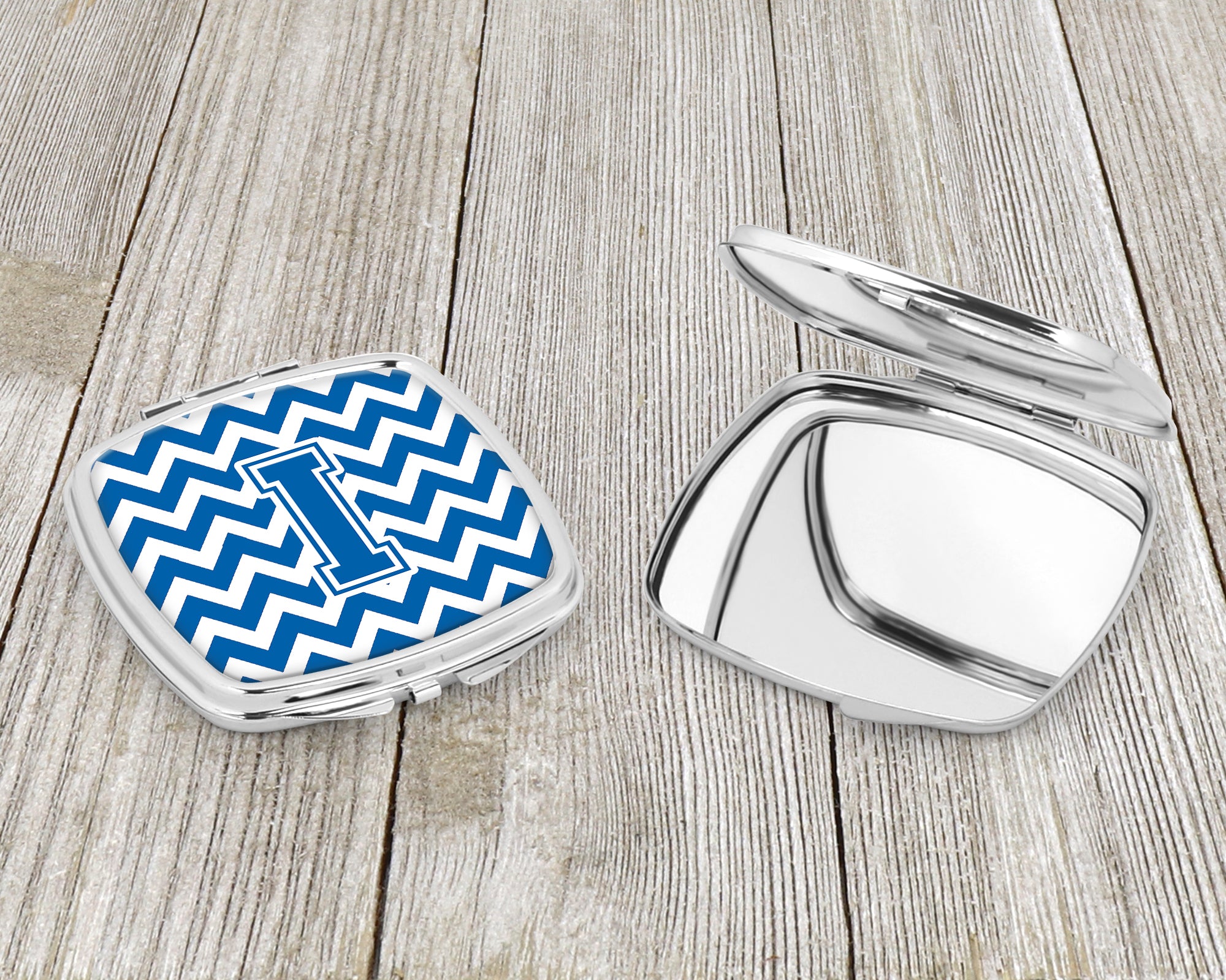 Letter I Chevron Blue and White Compact Mirror CJ1056-ISCM  the-store.com.