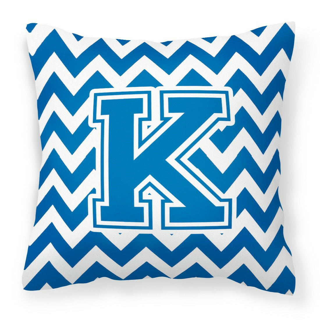 Letter K Chevron Blue and White Fabric Decorative Pillow CJ1056-KPW1414 by Caroline's Treasures