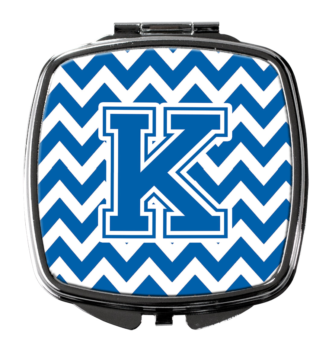 Letter K Chevron Blue and White Compact Mirror CJ1056-KSCM  the-store.com.