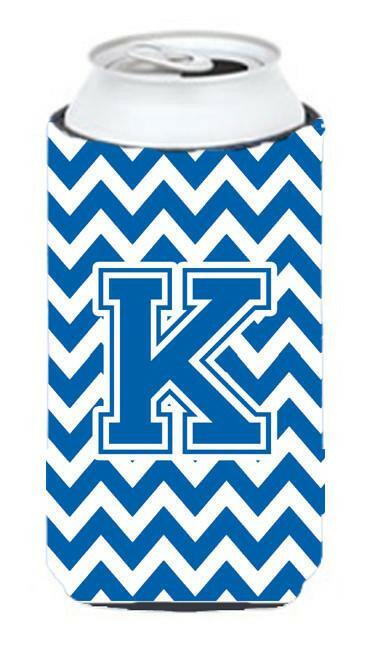 Letter K Chevron Blue and White Tall Boy Beverage Insulator Hugger CJ1056-KTBC by Caroline's Treasures