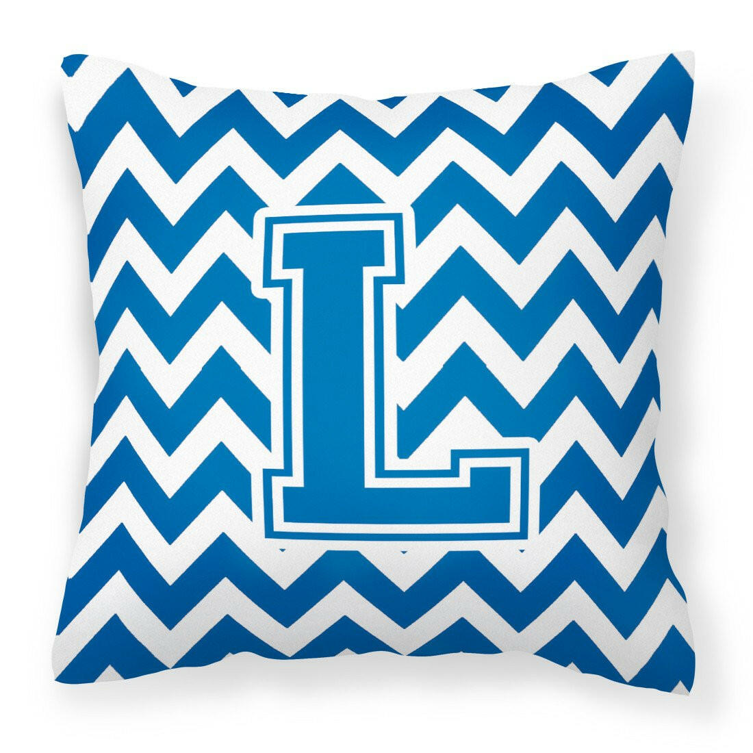 Letter L Chevron Blue and White Fabric Decorative Pillow CJ1056-LPW1414 by Caroline&#39;s Treasures