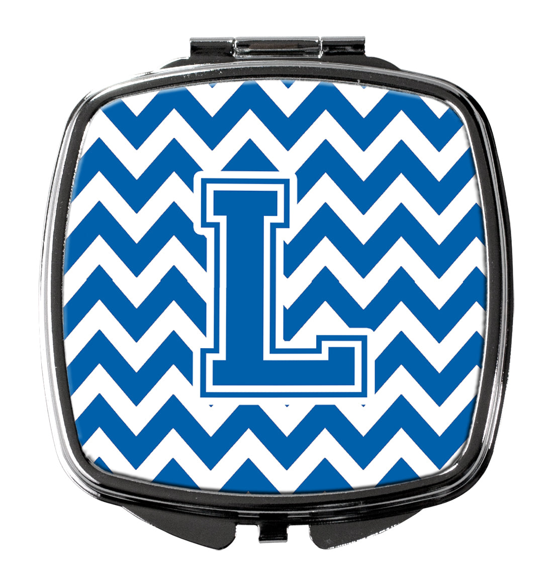 Letter L Chevron Blue and White Compact Mirror CJ1056-LSCM  the-store.com.