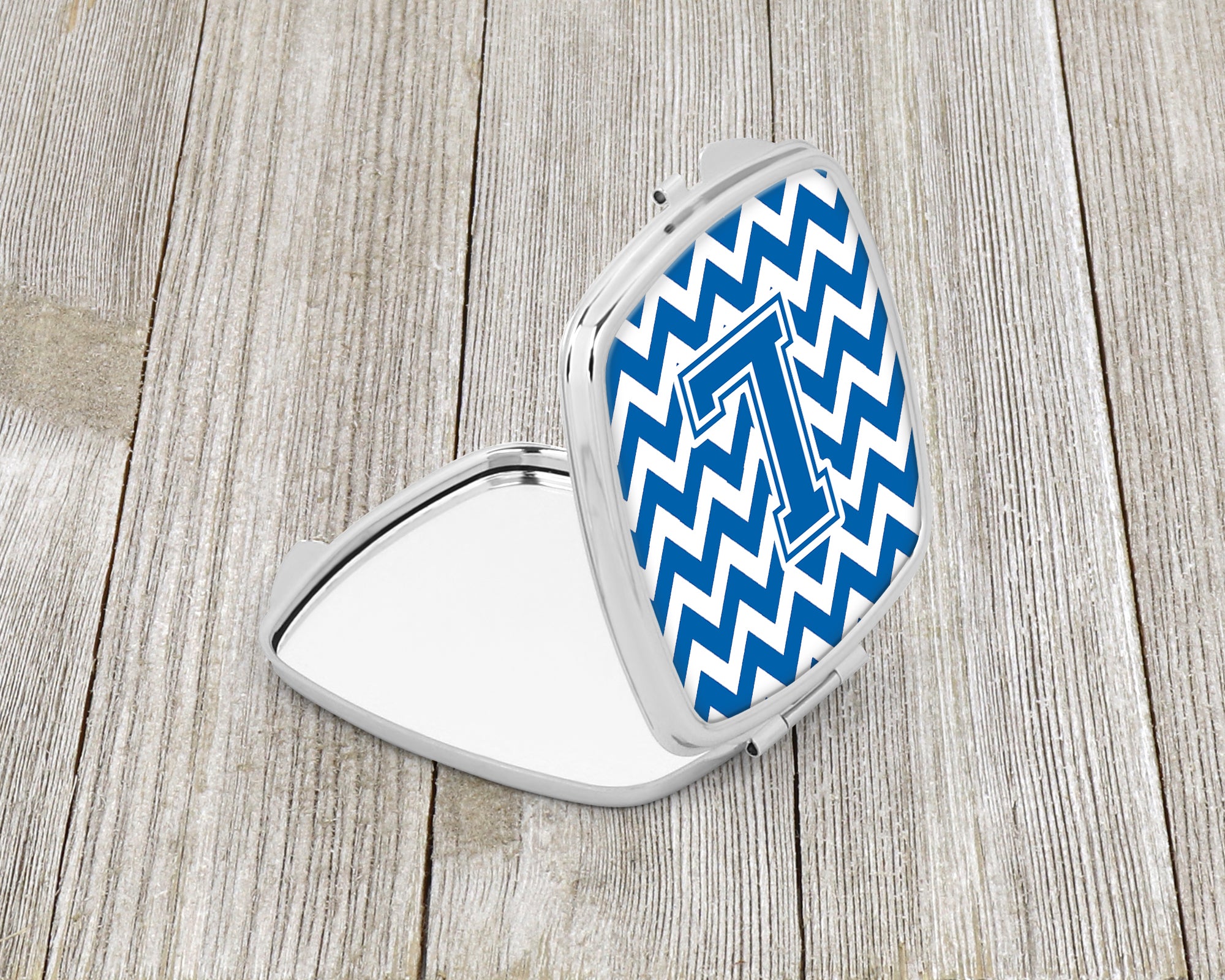 Letter L Chevron Blue and White Compact Mirror CJ1056-LSCM  the-store.com.