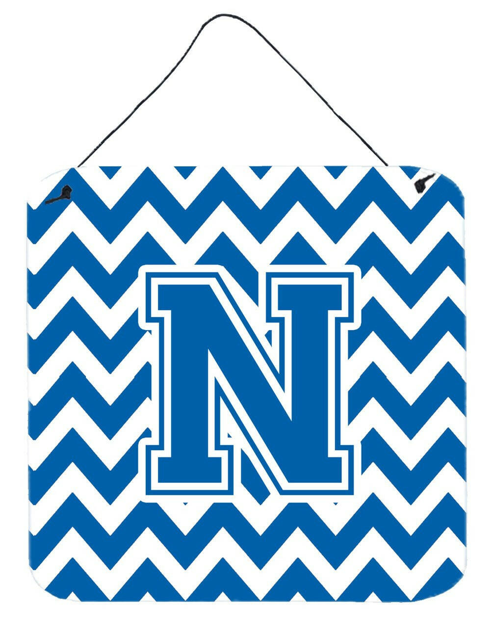 Letter N Chevron Blue and White Wall or Door Hanging Prints CJ1056-NDS66 by Caroline's Treasures