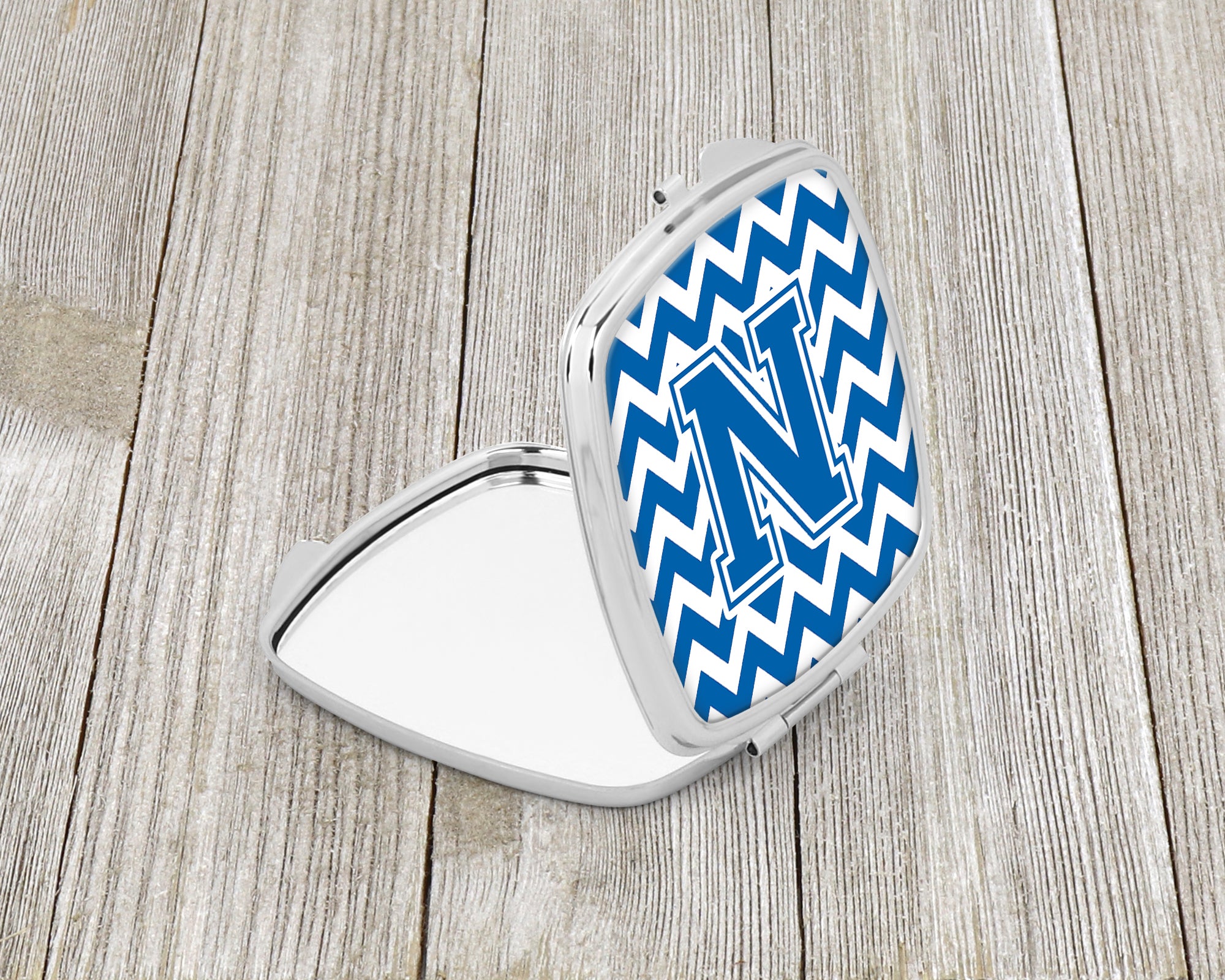 Letter N Chevron Blue and White Compact Mirror CJ1056-NSCM  the-store.com.