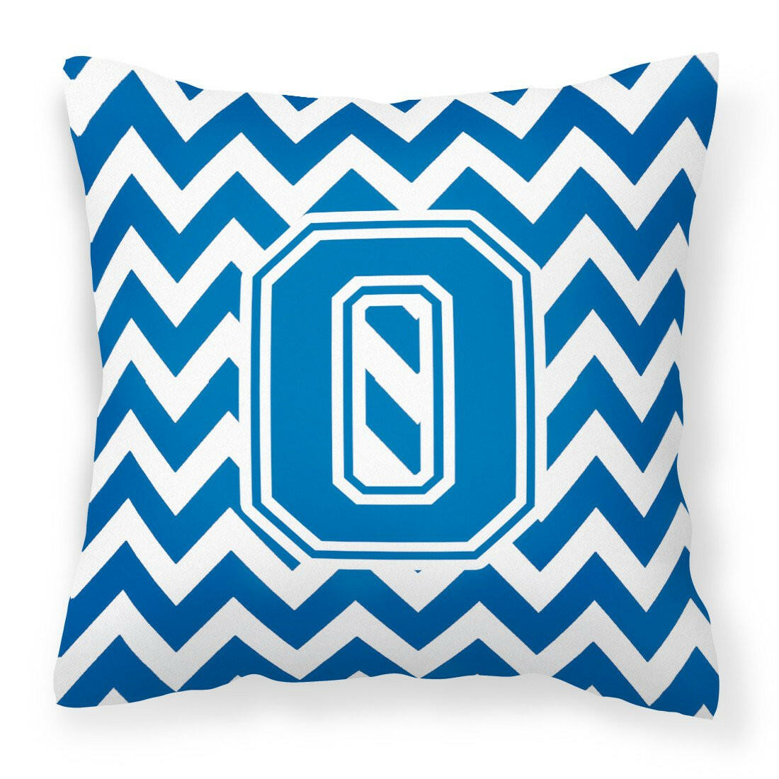 Letter O Chevron Blue and White Fabric Decorative Pillow CJ1056-OPW1414 by Caroline's Treasures