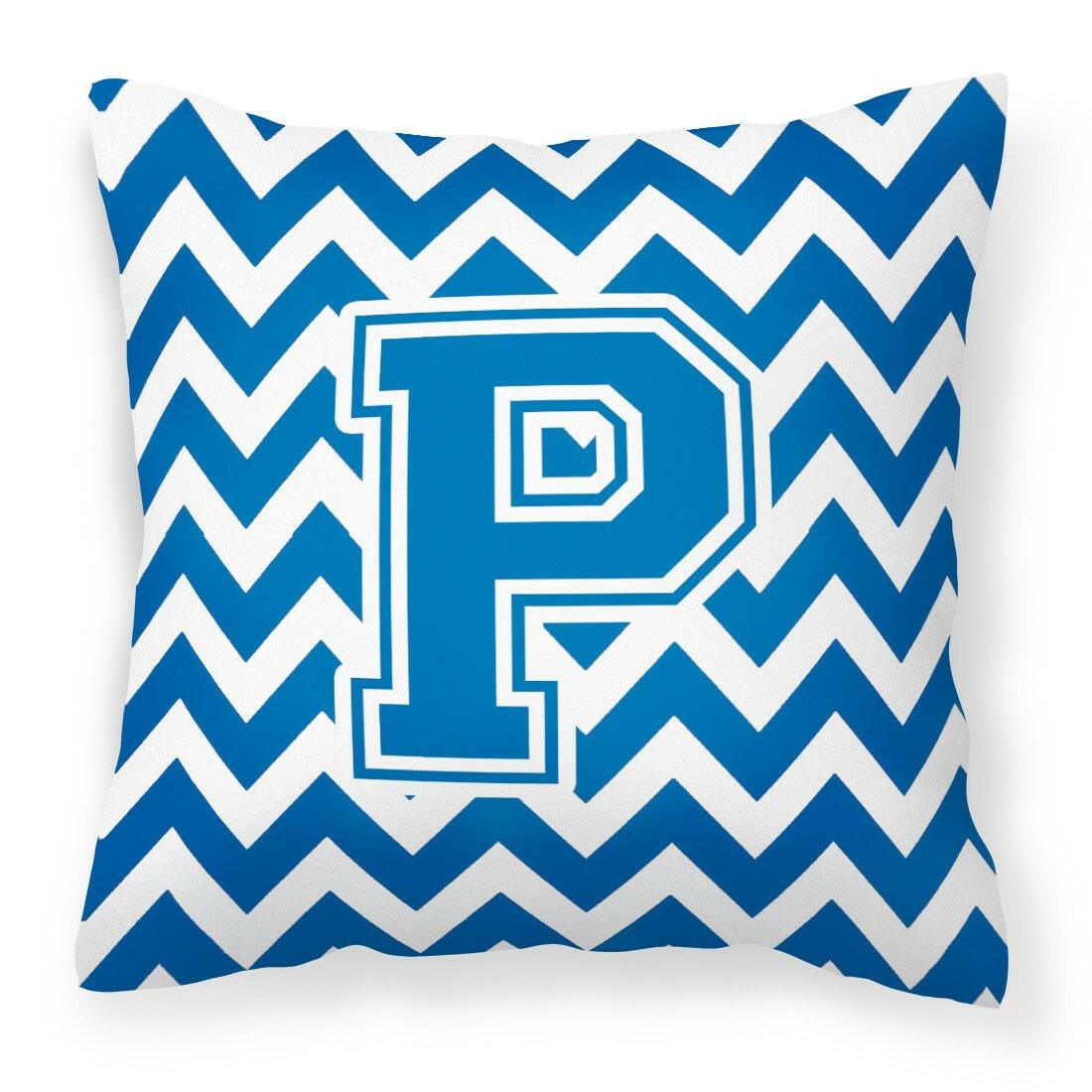 Letter P Chevron Blue and White Fabric Decorative Pillow CJ1056-PPW1414 by Caroline's Treasures