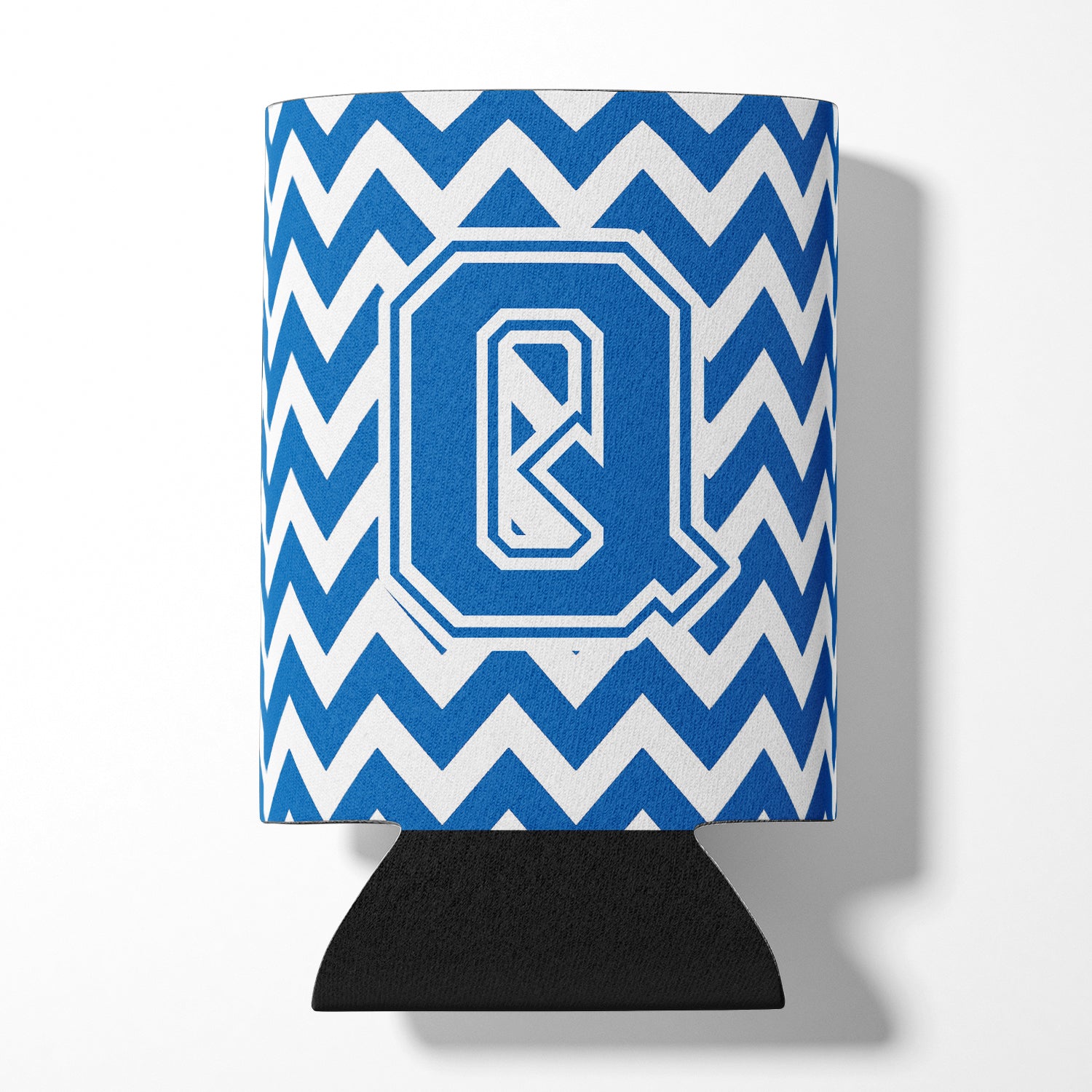 Letter Q Chevron Blue and White Can or Bottle Hugger CJ1056-QCC.