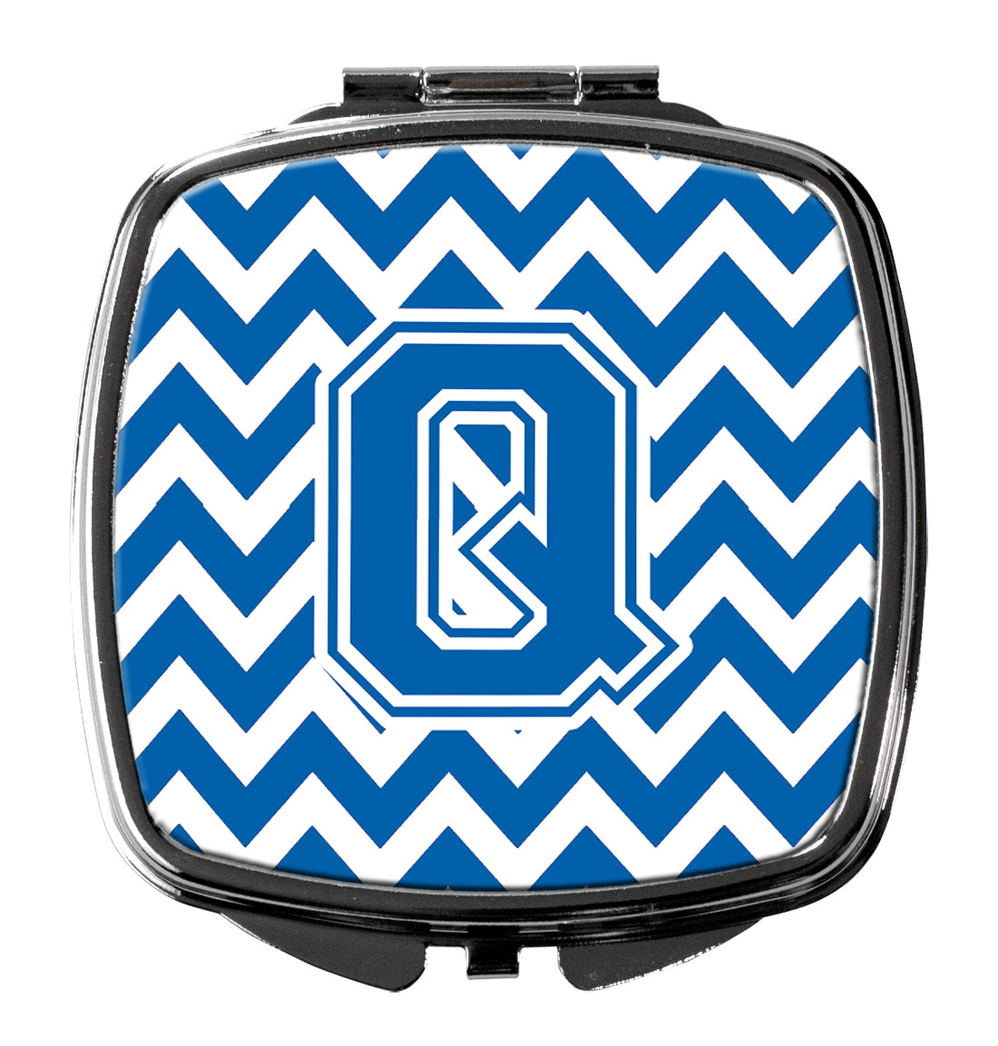 Letter Q Chevron Blue and White Compact Mirror CJ1056-QSCM  the-store.com.