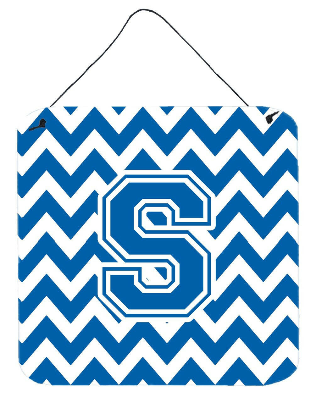 Letter S Chevron Blue and White Wall or Door Hanging Prints CJ1056-SDS66 by Caroline&#39;s Treasures