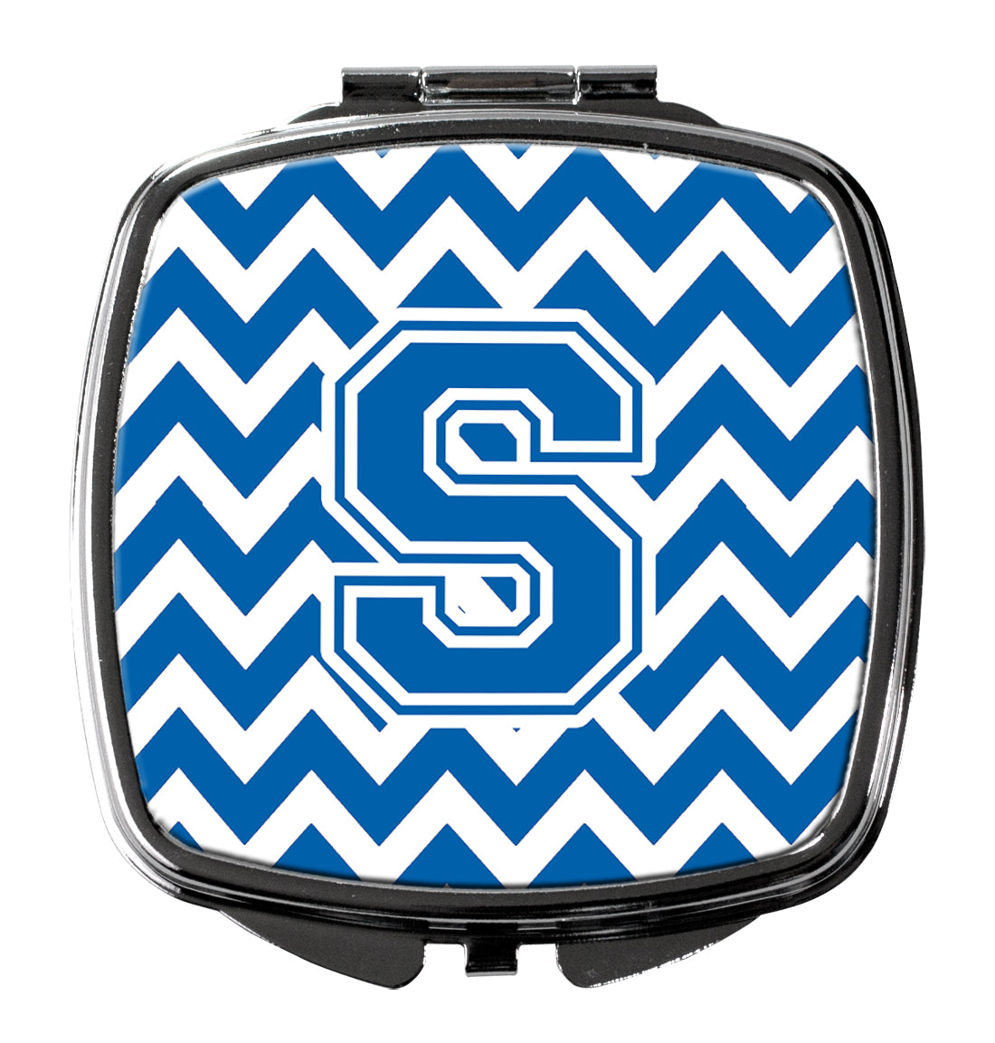 Letter S Chevron Blue and White Compact Mirror CJ1056-SSCM  the-store.com.