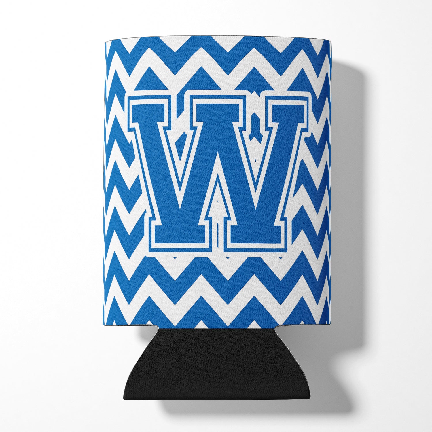 Letter W Chevron Blue and White Can or Bottle Hugger CJ1056-WCC.