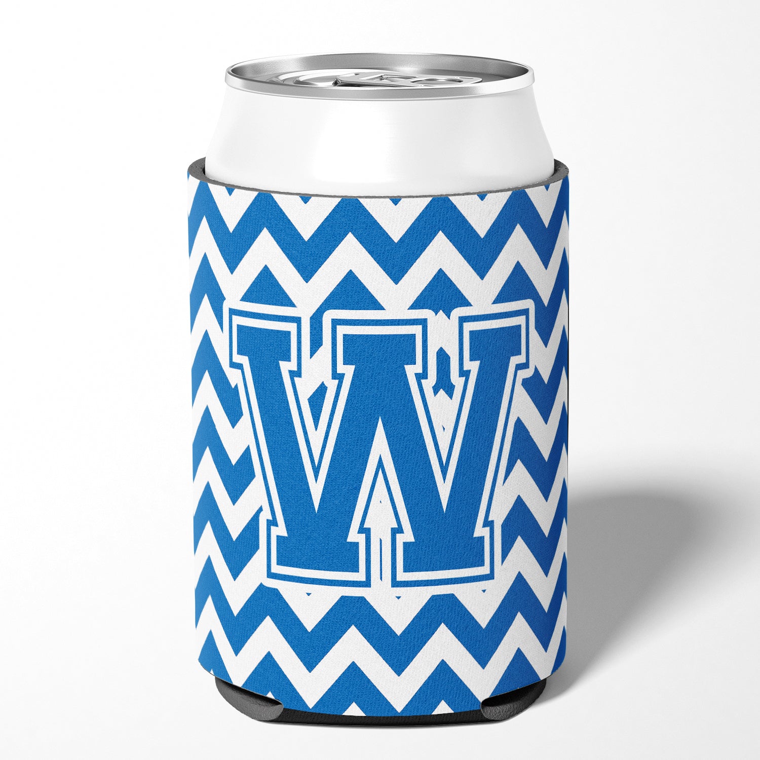 Letter W Chevron Blue and White Can or Bottle Hugger CJ1056-WCC.