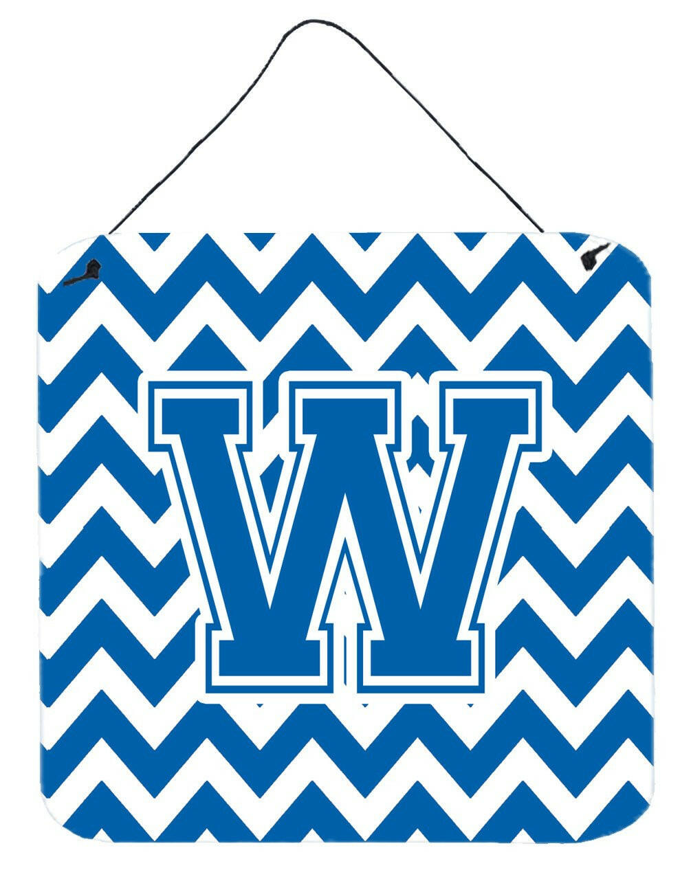 Letter W Chevron Blue and White Wall or Door Hanging Prints CJ1056-WDS66 by Caroline&#39;s Treasures