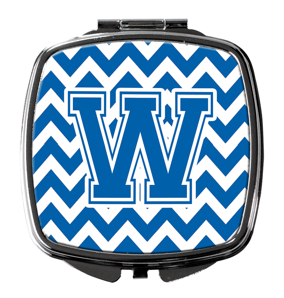 Letter W Chevron Blue and White Compact Mirror CJ1056-WSCM  the-store.com.