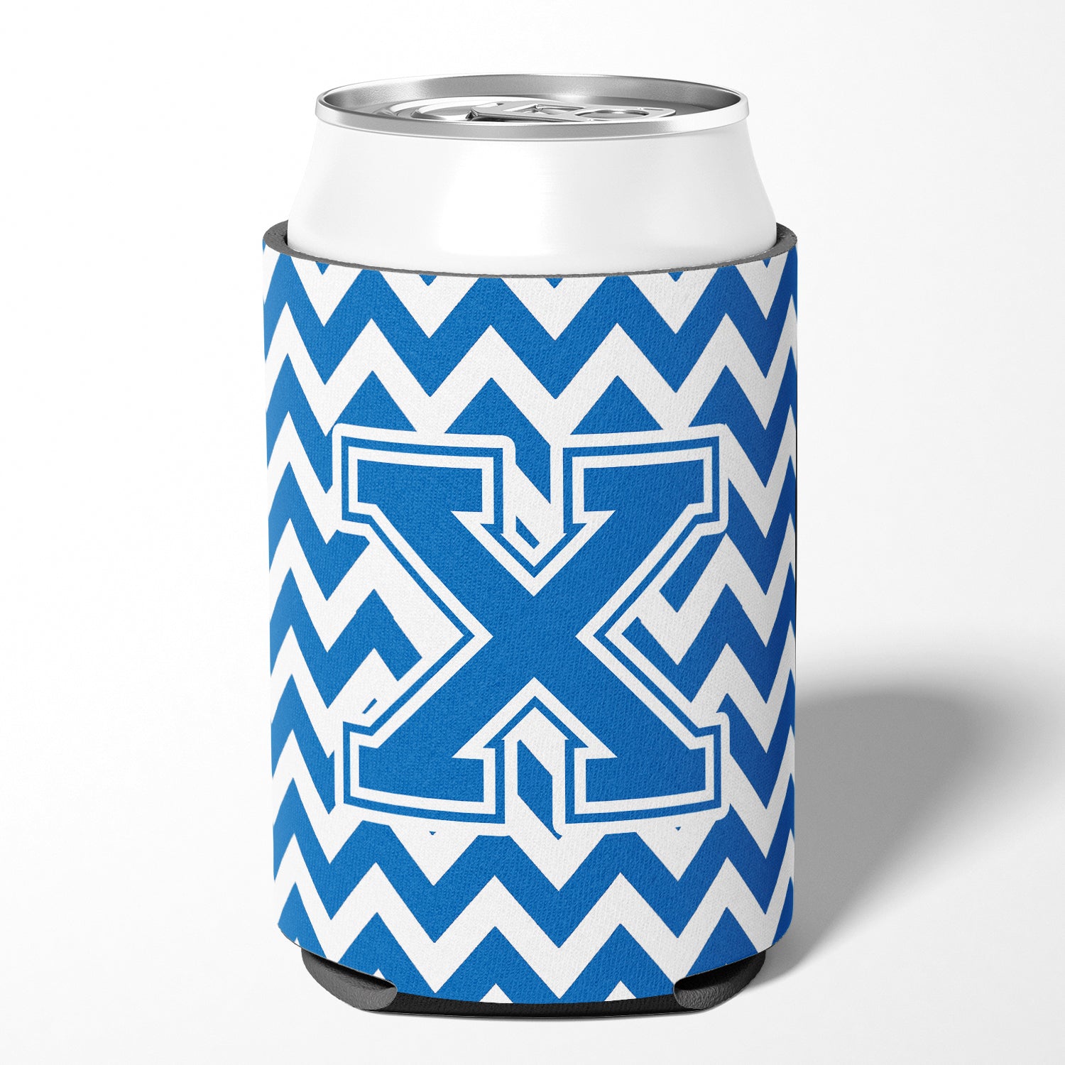 Letter X Chevron Blue and White Can or Bottle Hugger CJ1056-XCC.