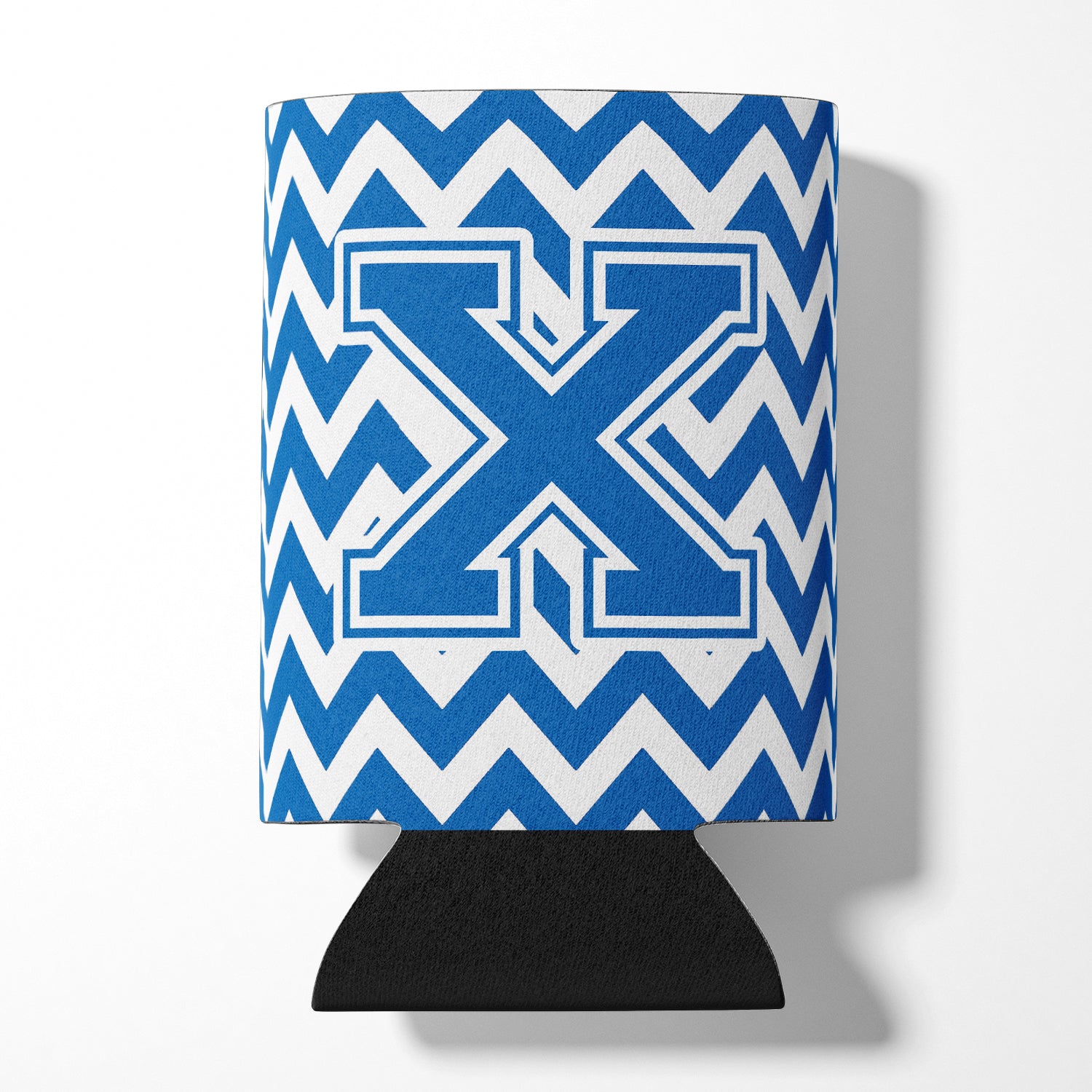 Letter X Chevron Blue and White Can or Bottle Hugger CJ1056-XCC.