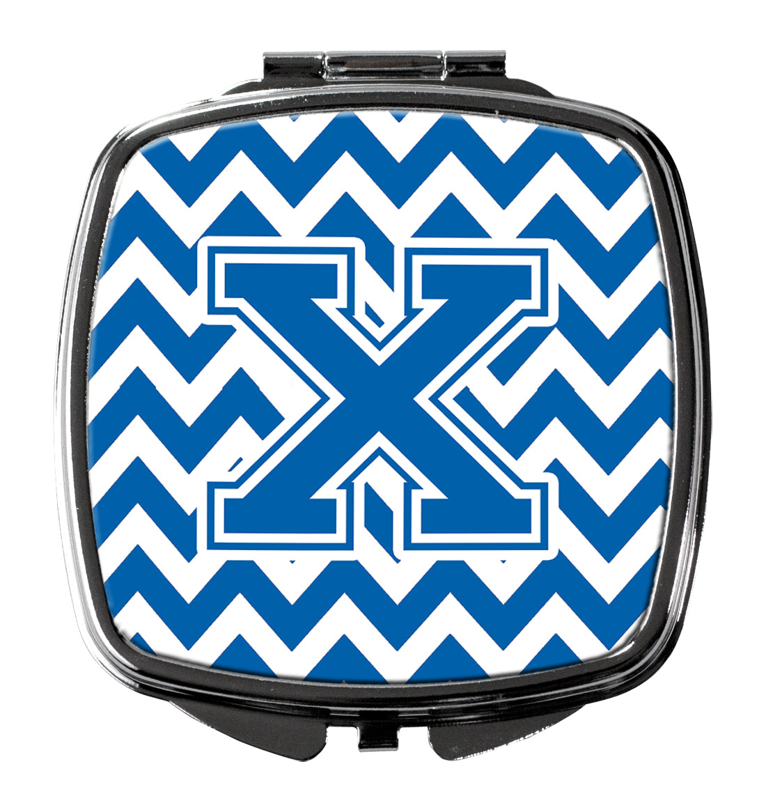 Letter X Chevron Blue and White Compact Mirror CJ1056-XSCM  the-store.com.