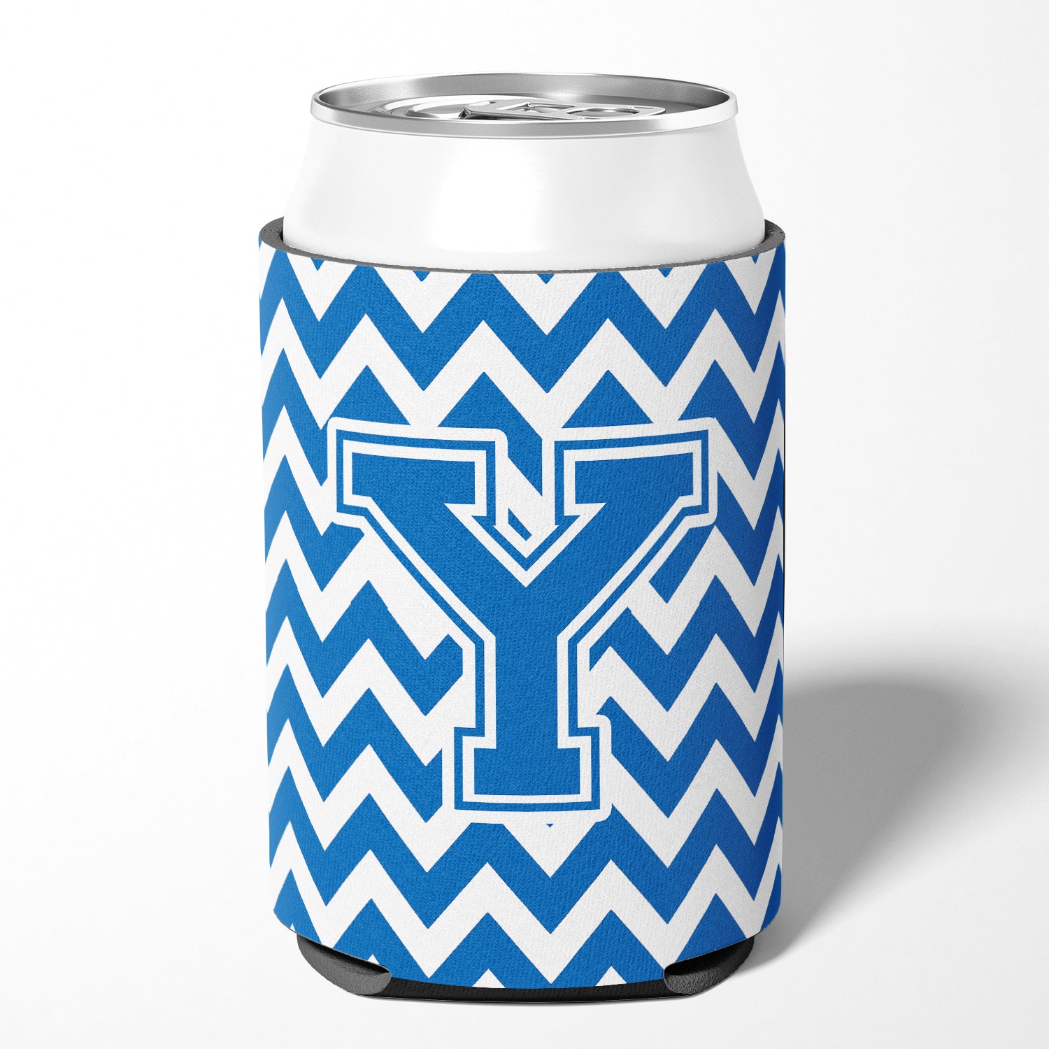 Letter Y Chevron Blue and White Can or Bottle Hugger CJ1056-YCC.