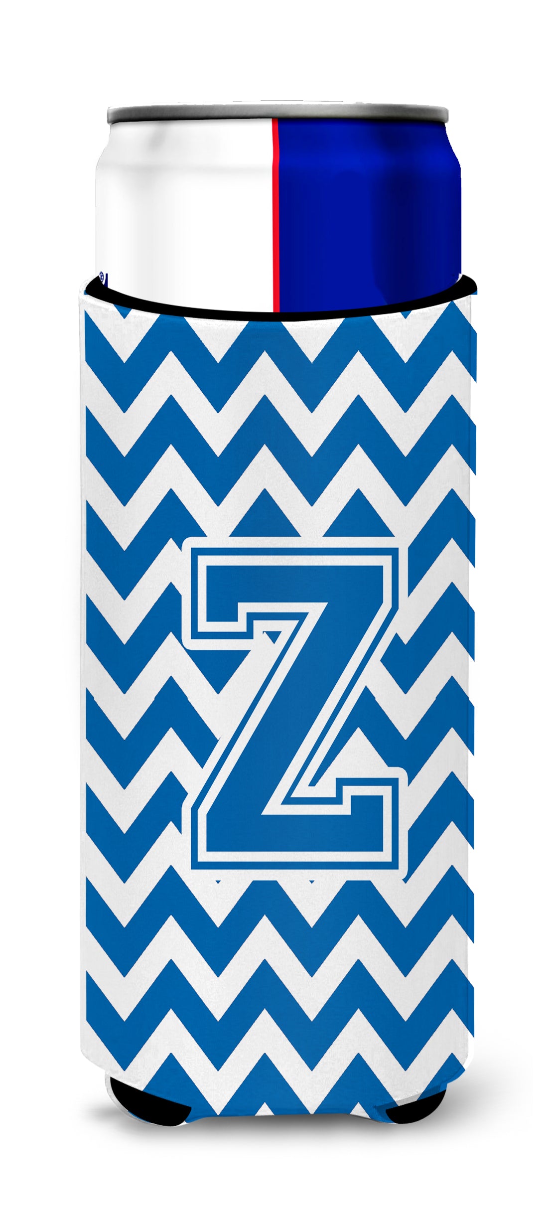 Letter Z Chevron Blue and White Ultra Beverage Insulators for slim cans CJ1056-ZMUK.