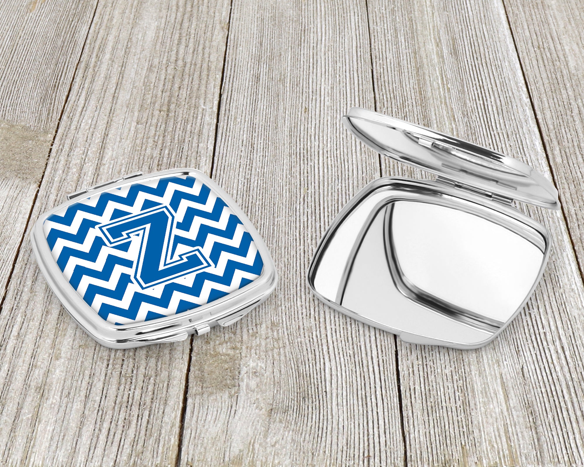 Letter Z Chevron Blue and White Compact Mirror CJ1056-ZSCM  the-store.com.