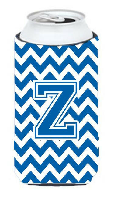 Letter Z Chevron Blue and White Tall Boy Beverage Insulator Hugger CJ1056-ZTBC by Caroline's Treasures