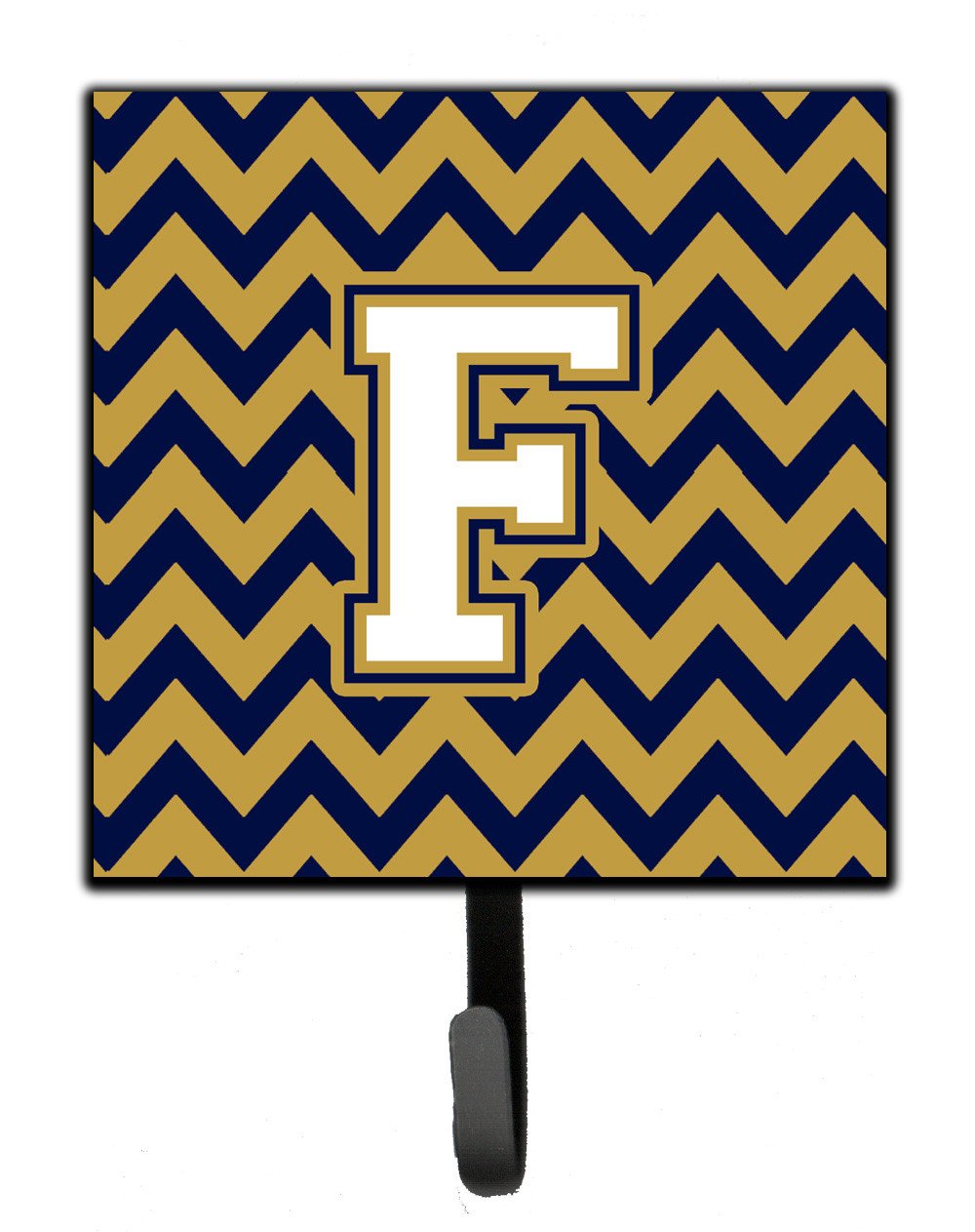 Letter F Chevron Navy Blue and Gold Leash or Key Holder CJ1057-FSH4 by Caroline's Treasures