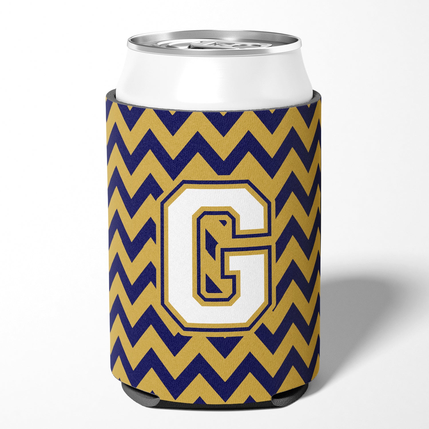 Letter G Chevron Navy Blue and Gold Can or Bottle Hugger CJ1057-GCC.