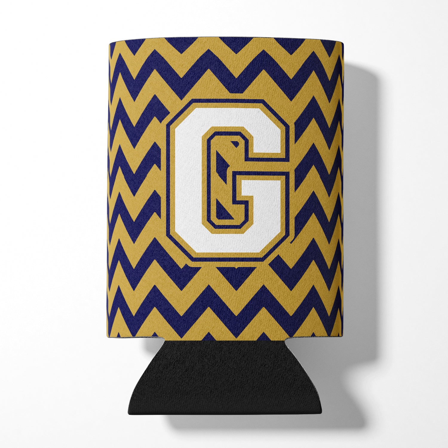 Letter G Chevron Navy Blue and Gold Can or Bottle Hugger CJ1057-GCC.